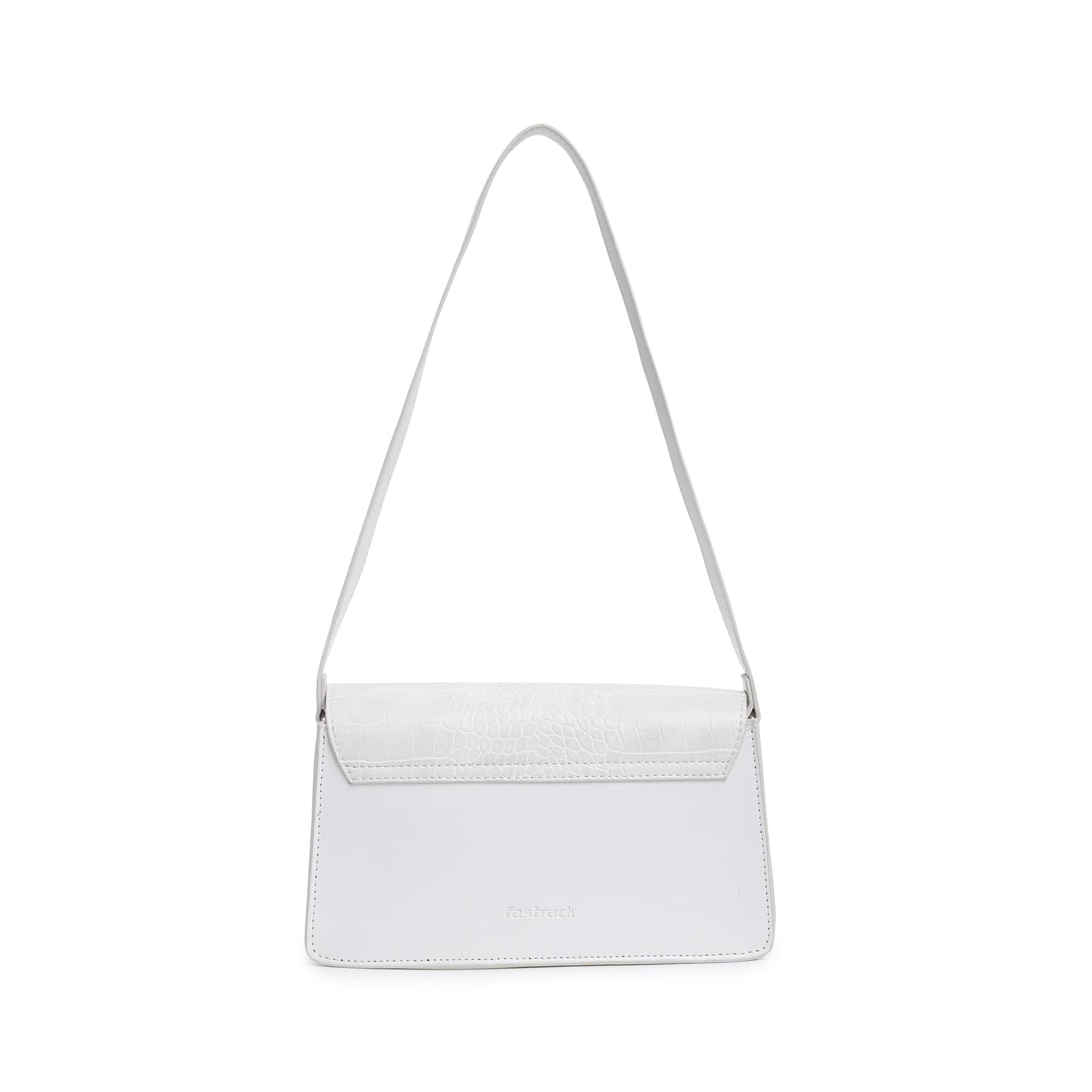 Fastrack Structured Shoulder Bag for Women | Trendy Shoulder Bag for Girls, Ladies, Women | Chic Textured Bag Made of Faux Leather (White)