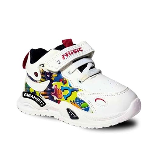 Gigahertz Kids Sports Shoes for Girls | Lightweight Sneakers with Cartoon Design | Anti-Slip Sole | Breathable & Comfortable Walking Shoes for Toddlers (BLACK RED, UK Footwear Size System, Little Kid, Age Range, Medium, 2 Years, 2.5 Years)