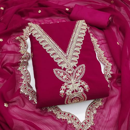 Leeli Peeri Designer Women's Soft Silk Embroidery Unstitched Salwar Suit Dress Material