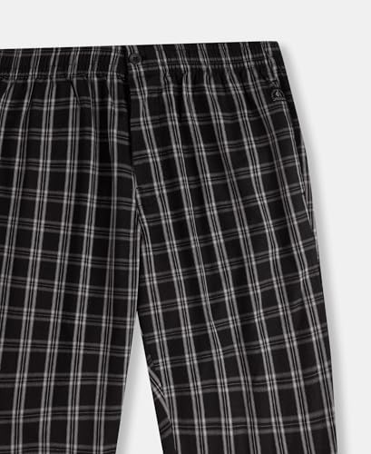 Jockey 9005 Men's Super Combed Mercerized Cotton Woven Fabric Regular Fit Checkered Bermuda with Side Pockets_Black_XL