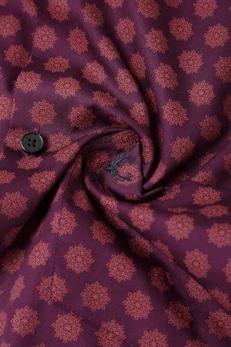 Men Purple Print Half Sleeves Formal Shirt