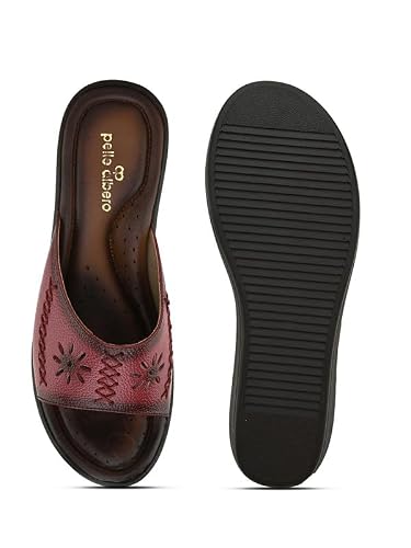 pelle albero Women's Latest Trendy Cherry Leather Slip-On Heels Wedge Sandals