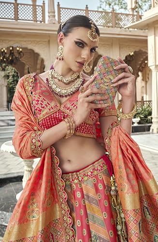Designer Bridal Lehenga Choli, Pink and Peach Ombre with Gold Embroidery