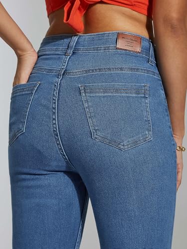 Miss Chase Women's Skinny High-Rise Cropped Denim Jeans (MCAW25DEN62-51-WXE-36, Huckleberry Blue, 36)