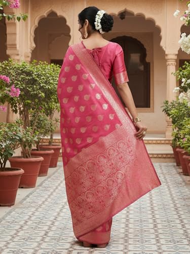 AKHILAM Women's Mauve Silk Blend Ethnic Motif Printed Saree With Unstitched Blouse Piece (PAL1002_AI)