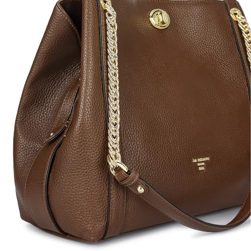 Da Milano Leather Shoulder Bag for Women - Brown (00846OL)
