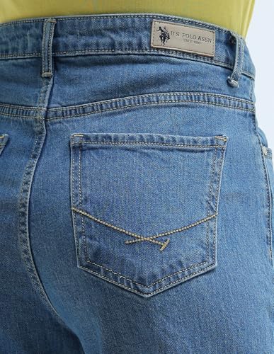 U.S. POLO ASSN. High Rise Extreme Flare Fit Jeans (UWAW24JEN187_Blue_32)