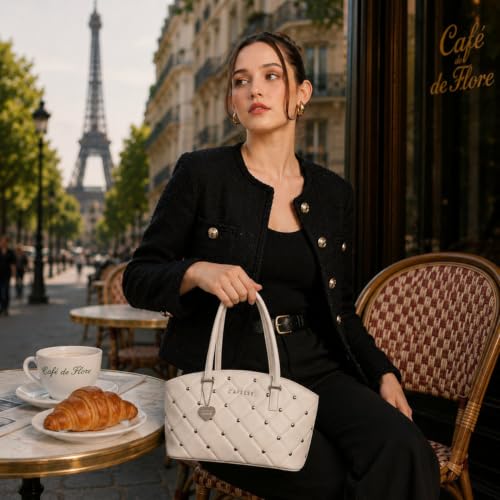 Caprese X Emily in Paris Ashley Medium Tote Shoulder Bag with Multi-Compartment Interior, Secure Zipper Closure & Exclusive Metal Charm, Handbag for Work, Travel & Occasion