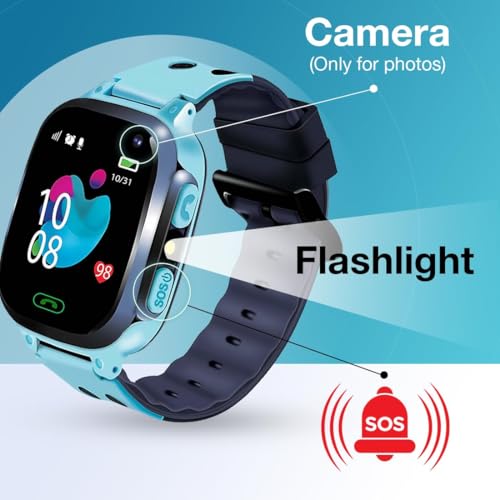 sekyo S2 Pro Kids Smartwatch for Boys & Girls, Calling Smart Watch for Kids with Location Tracker, Camera, SOS & Safe Zone Alert, Family Chat, App Control, Airtel & Vi Micro SIM Support only -Blue