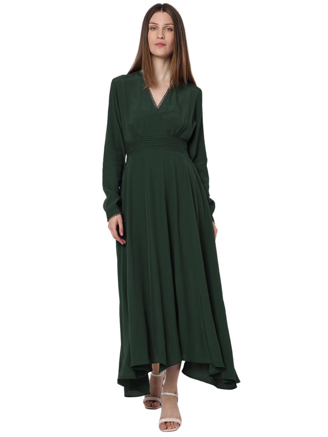 Vero Moda Women's Viscose Fit and Flare Maxi Dress (9010023-Duffel  Bag_Duffel