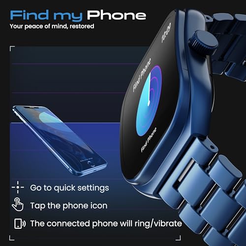 GOBOULT Trail Smart Watch 2.01'' 3D Curved HD Display, Bluetooth Calling, Working Crown,190+Watchfaces,500 Nits Brightness, AI Voice Assistant,120+ Sports Mode (Metal Blue)