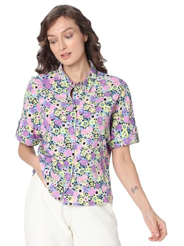 VERO MODA Women's Floral Regular Fit Shirt (Spring Crocus)