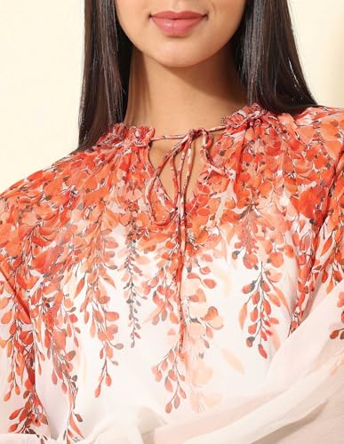 U.S. POLO ASSN. Floral Printed Top (UWSS25TOP238_Orange_M)
