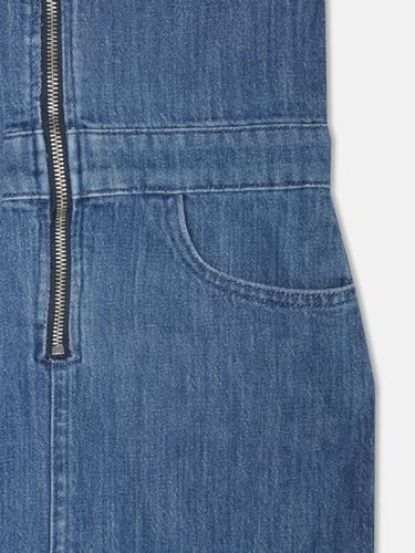 Girls Cotton Spread Collar Denim Dress