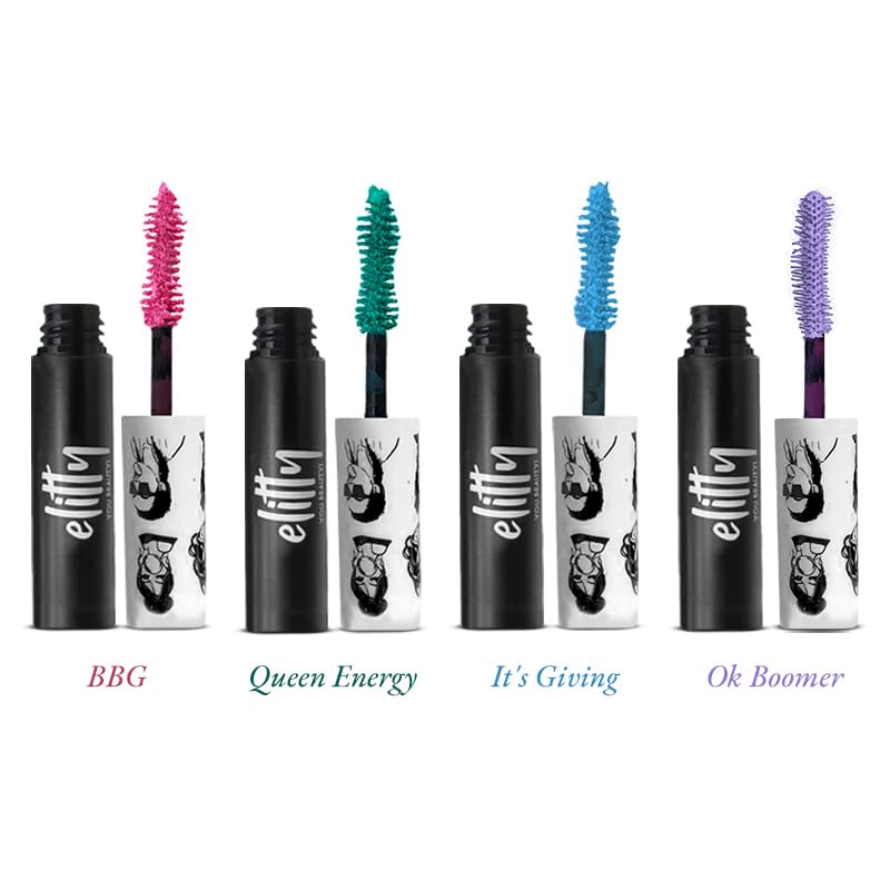 Elitty Marine Muse Mascara Combo, Waterproof, Smudge proof, Crumfree, lengthening and Volumizing, Infused with Witch Hazel and Almond Oil, Vegan & Cruelty Free -5 ML Each