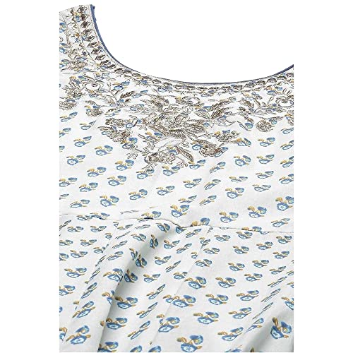 BIBA WOMEN PRINTED FITTED SALWAR KURTA DUPATTA(SKDBANDHAN7874_IVORY_42)