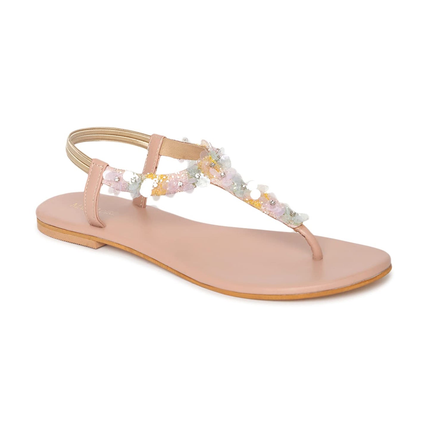 Marc Loire Women's Floral Embellished Pair of Fashion Flat Sandals (Multi, numeric_8)