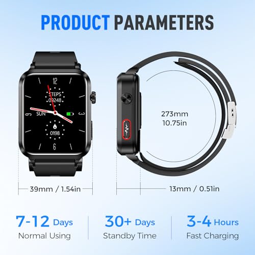 Domars Blood Pressure Smart Watch with Air Pump Cuff, 1.92" Health Monitor Blood Oxygen/Temperature/Heart Rate, 120+ Sports, 30-Day Battery, IP68 Waterproof, Android iOS Tracker for Men Women (Red)