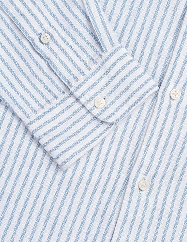U.S. Polo Assn. Denim Co. Men's Vertical Striped Seersucker Shirt (UDSHT2231_Blue_46)