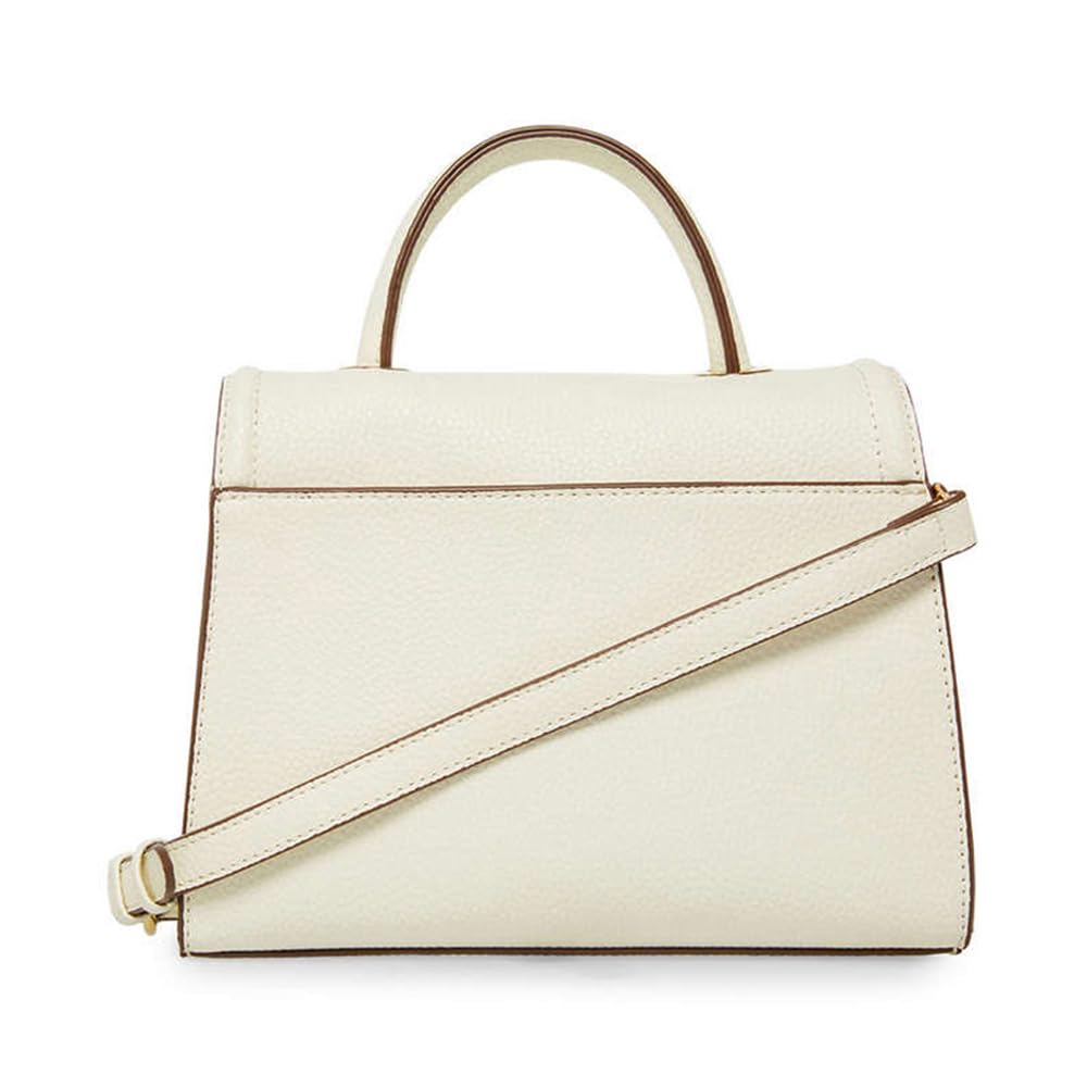 Anne Klein Faux Leather Button Closure Women's Satchel Bag (WHITE, XL)