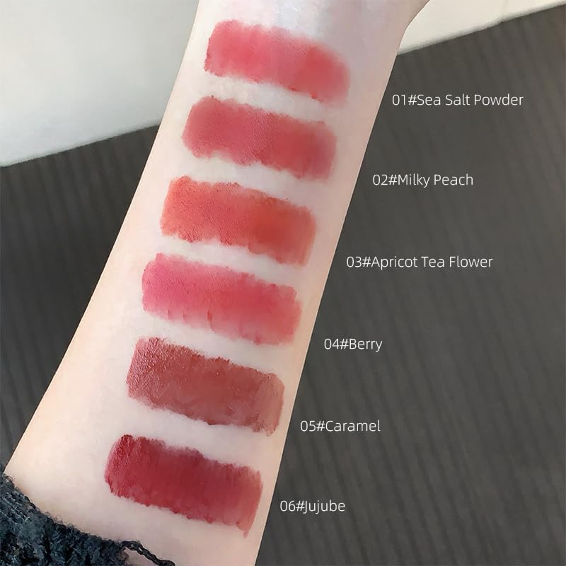 Gege Bear Pink Bunny Velvet Mist Lip Cream – Waterproof, Matte Lipsticks for Women with Soft Blurring Effect, Long-Lasting Lightweight Lip Color, Smudge-Proof & Airy Texture for a Cloud-Like, Plush Look (06-Jujube, 1.8g)