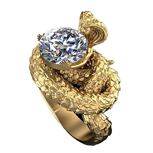 RUVEE Egyptian God of Snakes Nehebu-Kau Inspired Gold Plated Alloy Ring for Men Women Bikers & Dopers