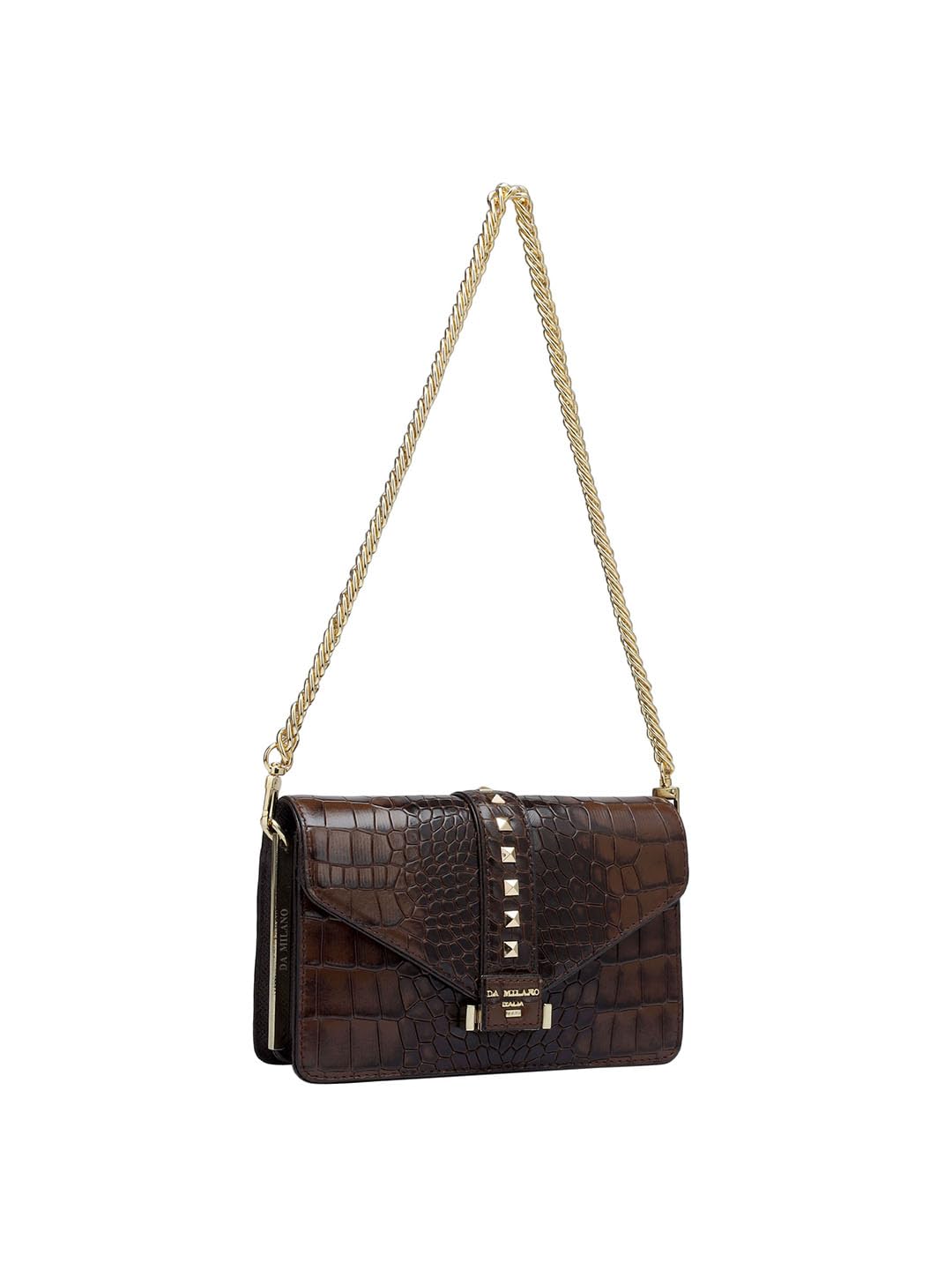 Da Milano Genuine Leather Brown Shoulder Bag (00373A-OL) (Small)