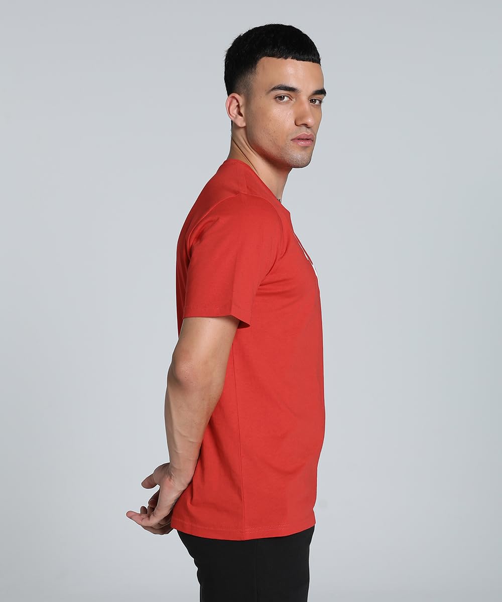 Puma Men's Printed Regular Fit T-Shirt (658705_Red-White