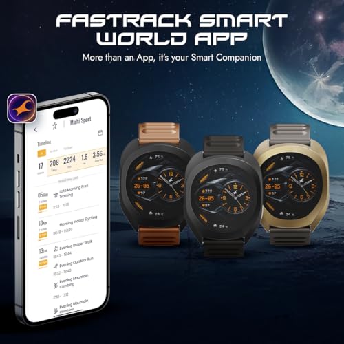 Fastrack Cosmix 1.32" AMOLED Display Metal Case Smart Watch with Heart Rate Monitor,AI Watchface & Chat,Push Button Interactions,BT Calling,IP68 Water Resistant Upto 5 Days Battery Life - Onyx Black