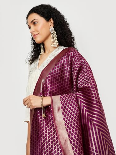Max Kalki x Women Woven Design Dupatta, Purple, XS