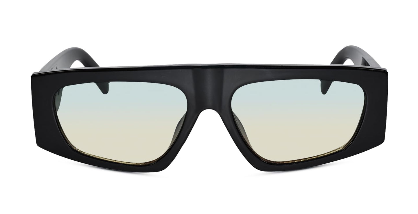 LensKandy Thick Oversized Rectangular Sunglasses for Men & Women UV Protection | 474-Black