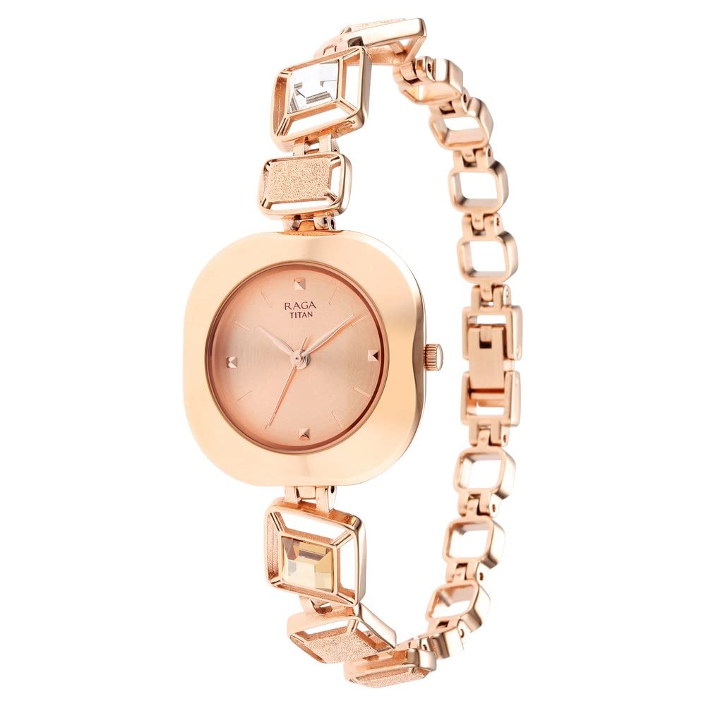 Titan Raga Love All Rose Gold Dial Women Watch with Metal Strap-NS95156WM01
