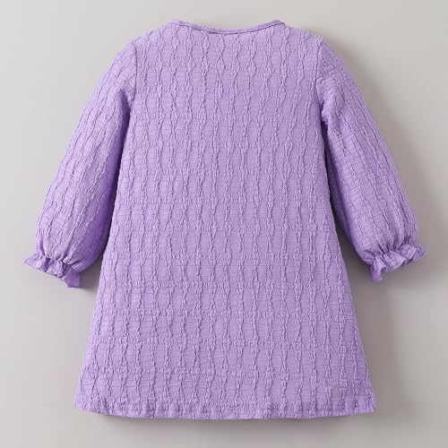 Hopscotch Girls Lavender Full Sleeves Bow Applique A-Line Dress for Age (7-8 Years)