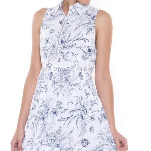 BIBA Women's Cotton Maxi Dress (BLPOT3026SS25OWHTBLU_Off-White-Blue