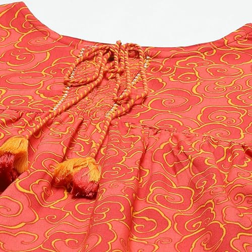 Rangriti Women's Regular Fit Blouse (RMMINDIETO18232SS23RED_Red