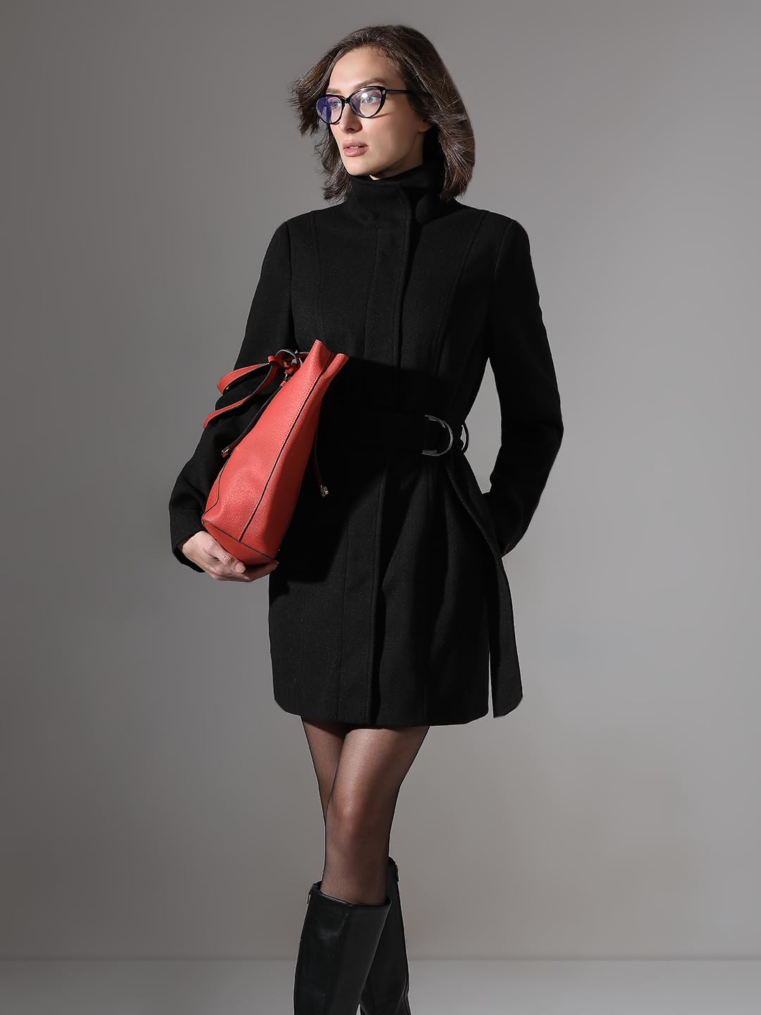 VERO MODA Women's Regular Fit Black Coat