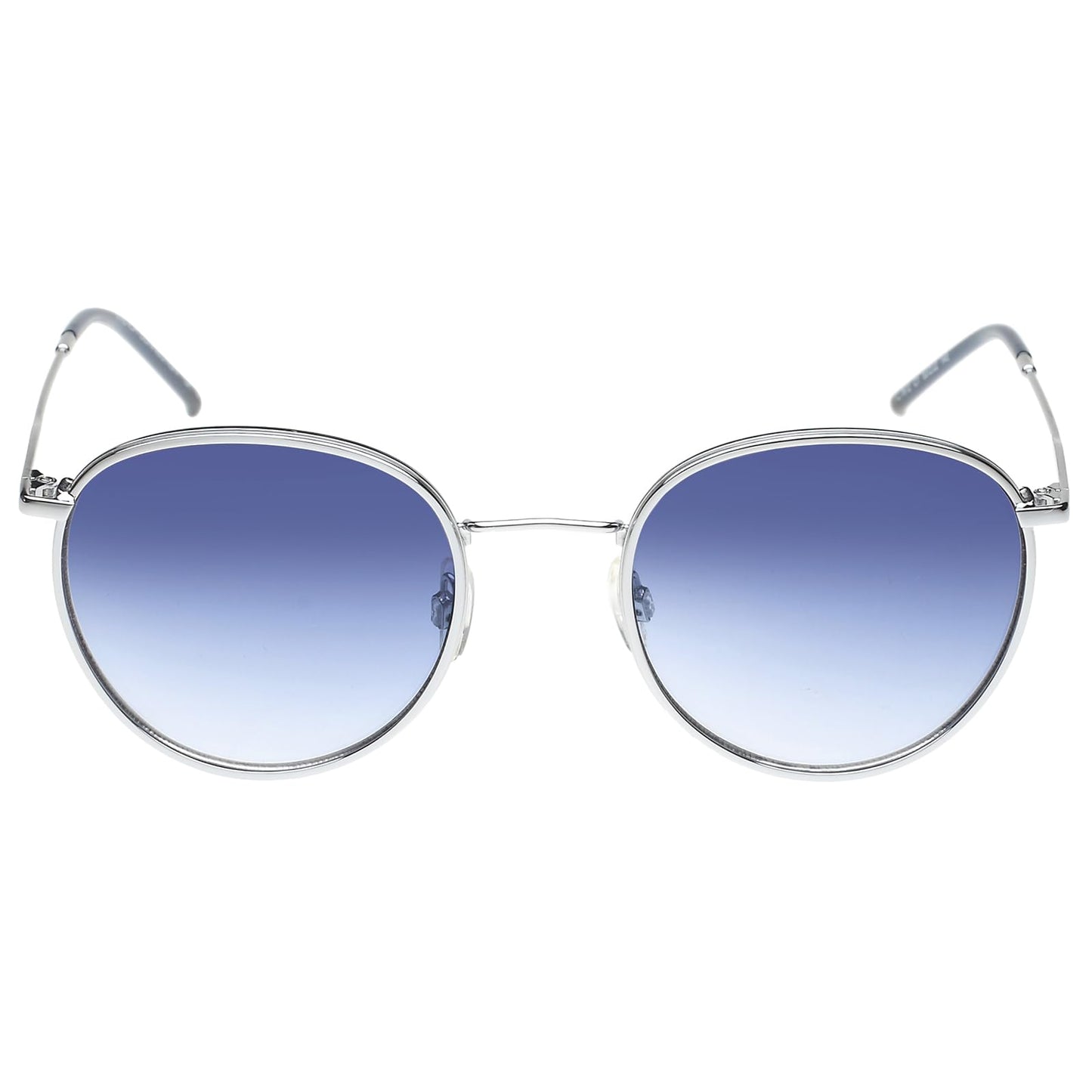 French Connection|Silver Full Frame Round Sunglasses|100% UV Protected (Uv 400) Blue Gradient Faded Lens|Men's & Women's|Small|FC 7612 C1 Light Gun 53 S