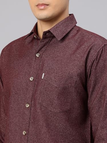 Majestic Man Woolen Cotton Blend Solid Winter Shirt – Full Sleeve, Premium Warm Fabric (Wine, XX-Large)