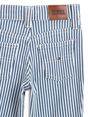Girls Striped Regular-Fit Cotton Jeans Blue