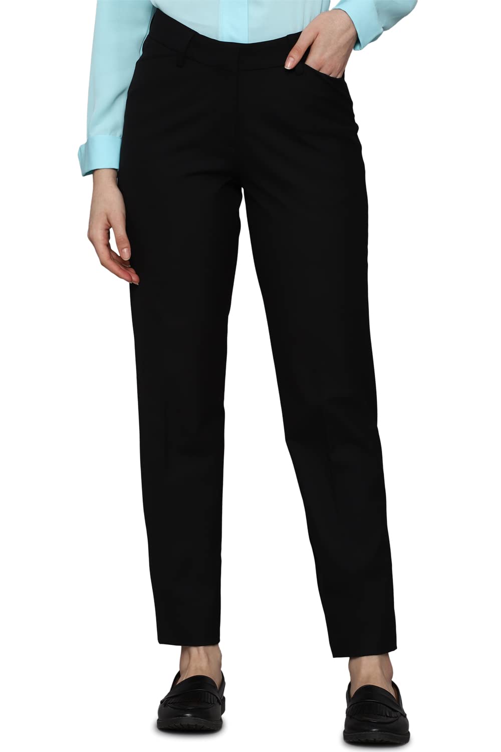 Allen Solly Women's Regular Casual Pants (AHTFCRGFA65257_Black_28)