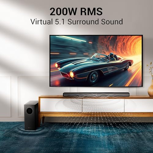 ZEBRONICS Juke BAR 4100 Soundbar, 200 Watts, Virtual 5.1, Quad Driver Soundbar, 6.5" Subwoofer, Wall Mountable, Bluetooth v5.0 | HDMI (ARC) | Optical in | USB | AUX