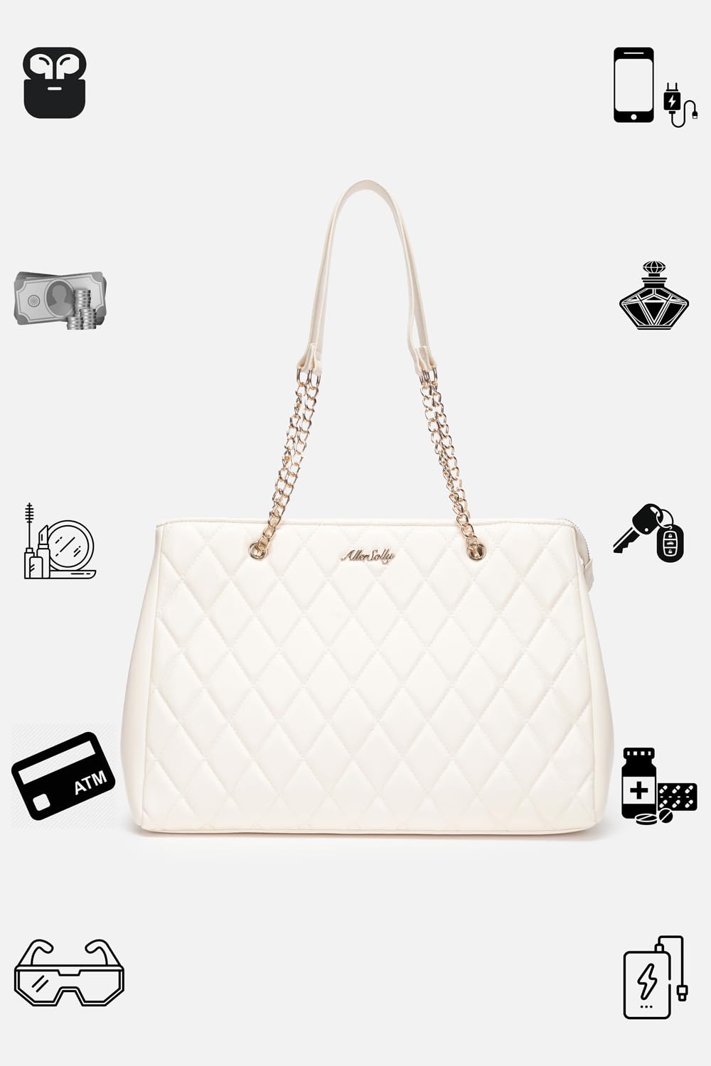 Allen Solly Structured Shoulder Bag with Quilted Detail