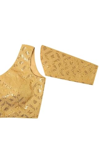 Soch Womens Gold Sequinned Embellished Georgette Padded Blouse