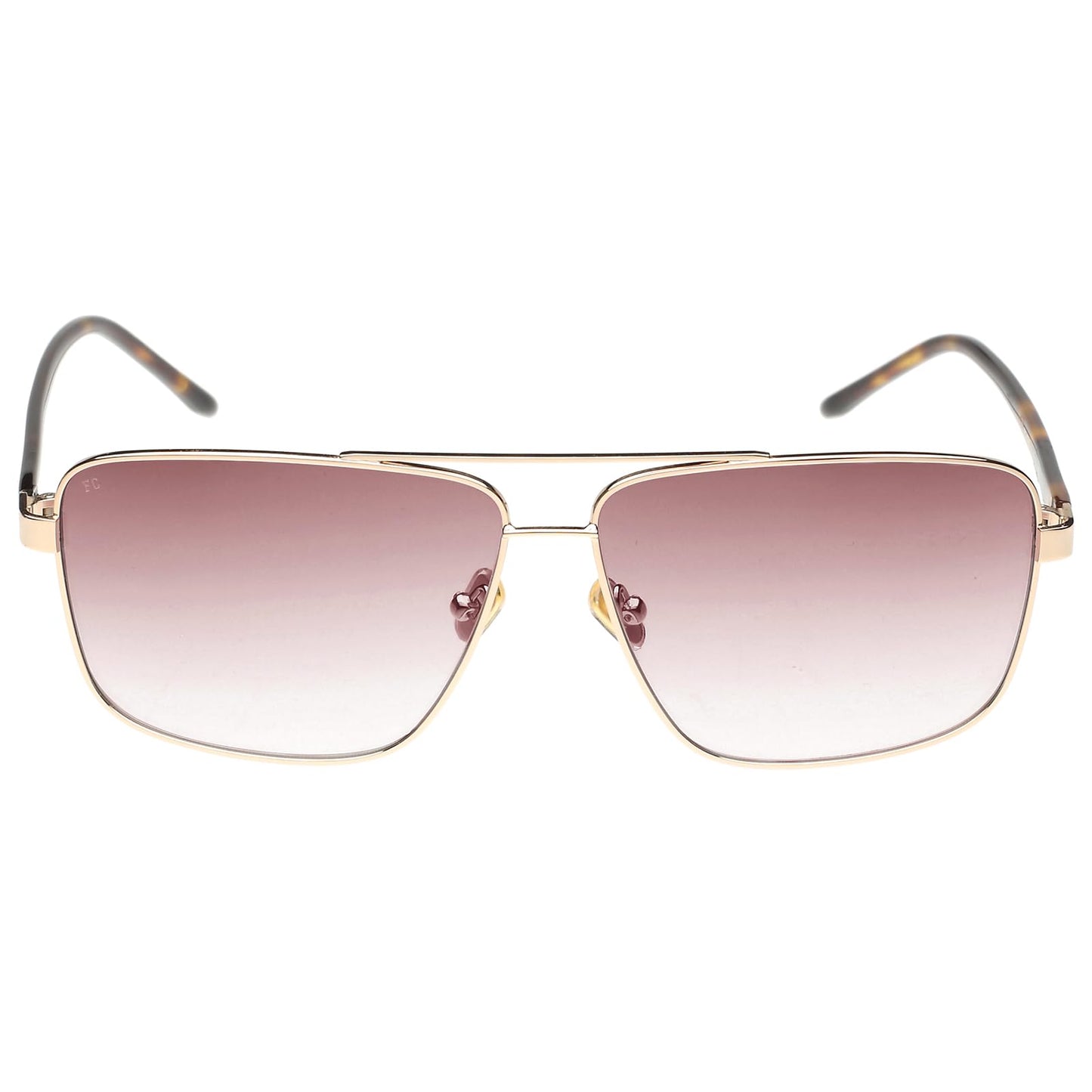 French Connection|Gold Full Frame Square Sunglasses|100% UV Protected (Uv 400) Brown Gradient Faded Lens|Men's|Large|FC 7615 C1 62 S