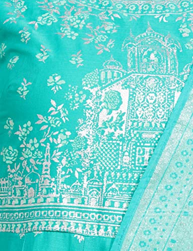 BIBA WOMEN PRINTED FITTED SALWAR KURTA DUPATTA(SKDSHWETH S7820_TURQUOISE_34)