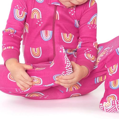 TuddyBuddy 100% Cotton Relaxed-Fit Multi Color Sleepsuit/Onesie/Romper with Zipper Closure (Baby Girl - Pack of 4 - Assorted, 0 Months-3 Months)