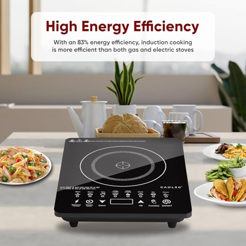 Cadlec CookXpert_5 2000W Induction Cooktop | Feather Touch Control | 8 Preset Menus | Auto Cut-Off | High Power Induction Stove | BIS Approved | Black | 2-Year Warranty