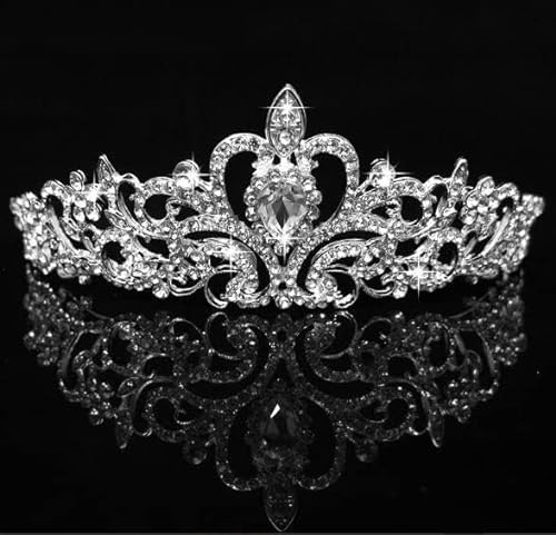 Koshiya Silver Crystal Tiara Crowns Queen Crown for Bridal Women Girls Wreath Headpiece Princess Elegant Crown Bridal Wedding Prom Birthday Party Headbands for Women Hair Accessories