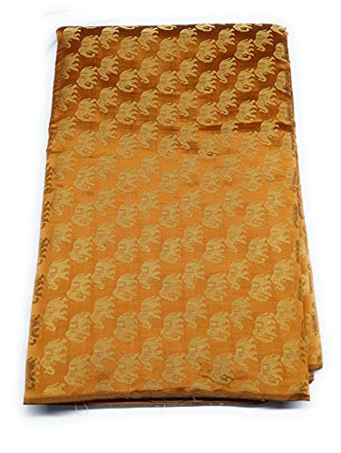 Colovila Women/girls Ethnic Unstitched Brocade Poly Silk With Golden Jacquard Work Fabric/Cloth/Dress Material For Suit, Lehnga, Blouse, Kurti, Thakur Poshaak etc. (Mustard Yellow, 5 Meter)