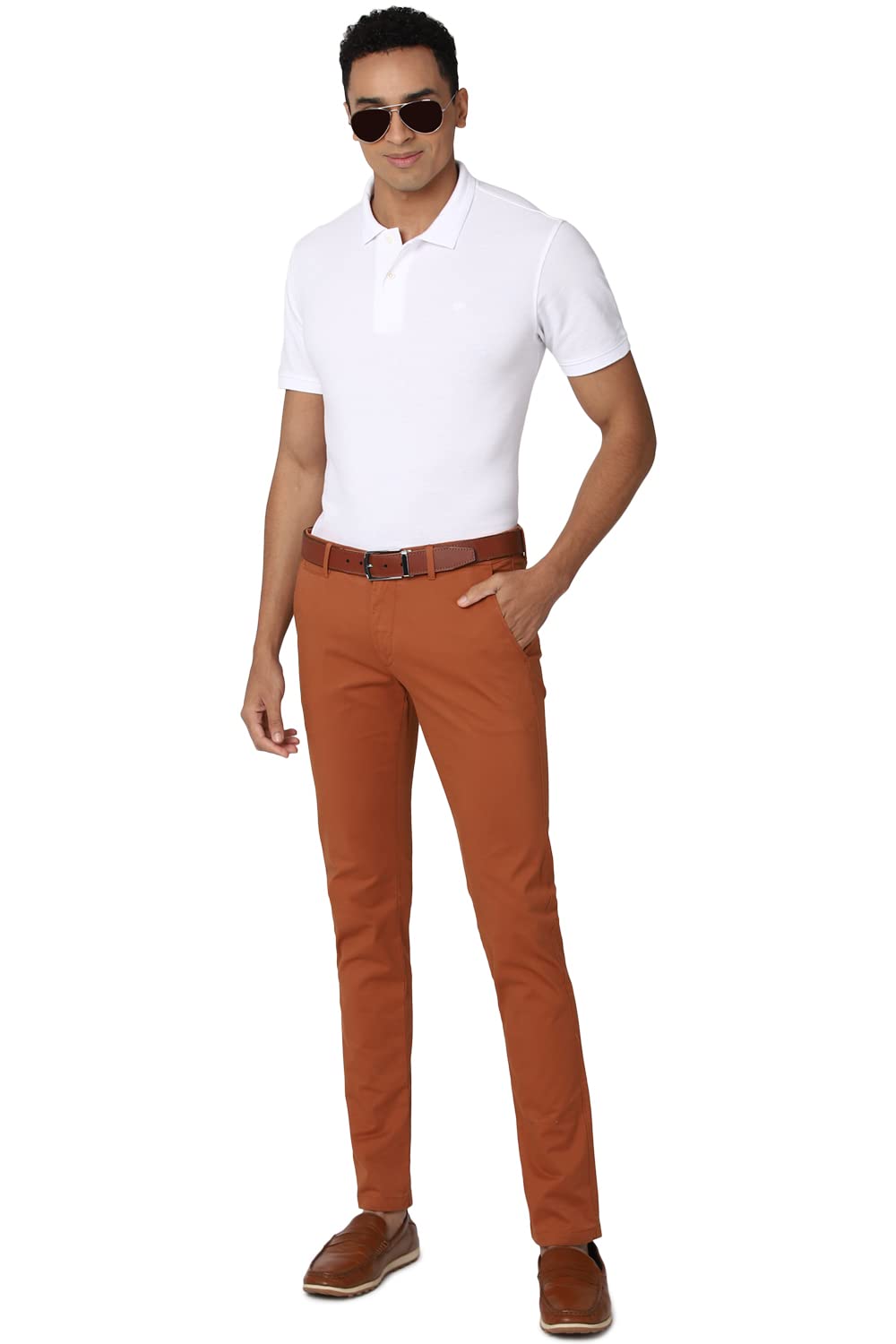Peter England Brown Solid Trouser